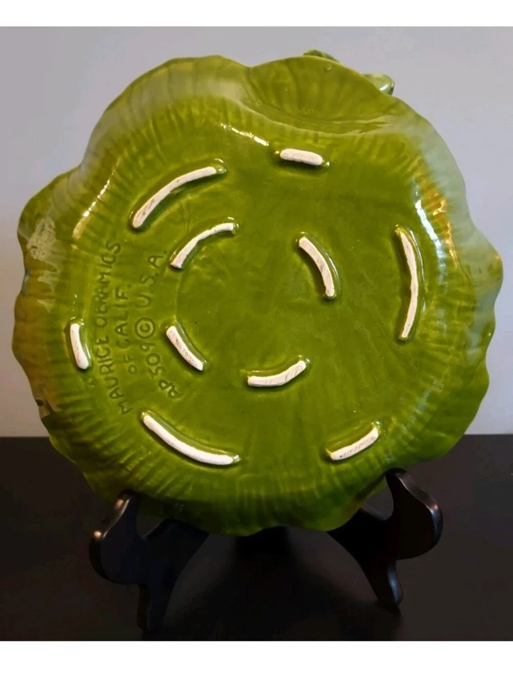 Vintage Maurice Ceramics Of Calf AP 509 USA Cabbage Leaf Fruit Bowl